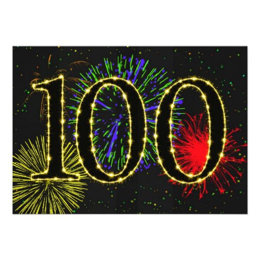 100th  birthday party invitate personalized invites
