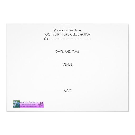 100th Birthday Party Invitation - Blue Bouquet