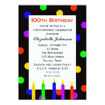 100th Birthday Party Invitation -- Candles & Dots Cards