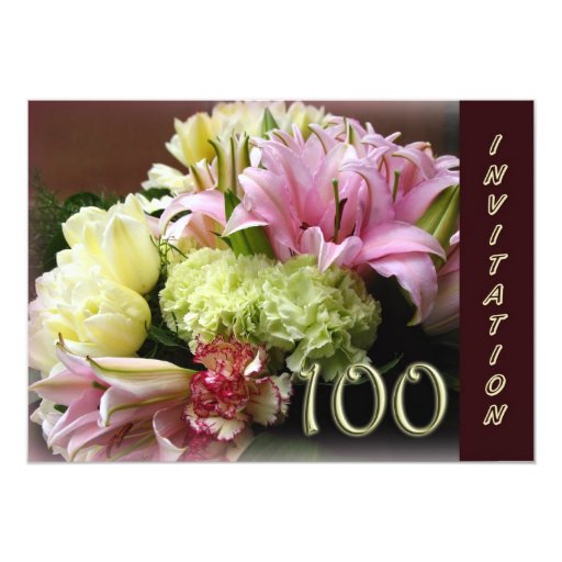 100th Birthday Party Invitation Flower Bouquet Zazzle