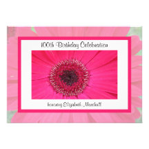 100th Birthday Party Invitation -- Gerbera Daisy