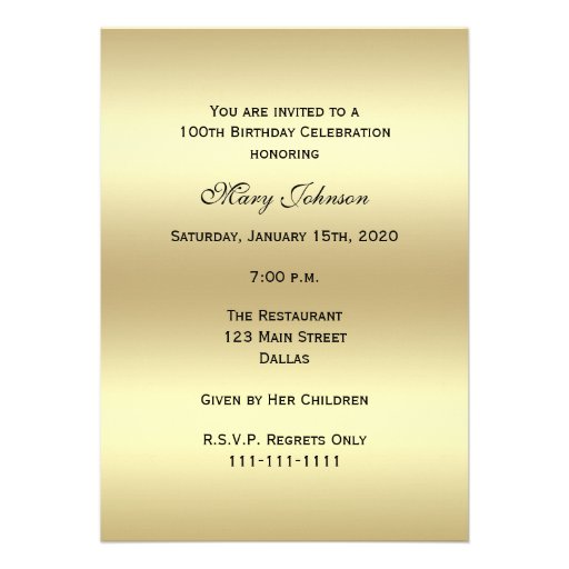 100th Birthday Party Invitation -- Photo 100th