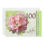 100th Birthday Party Invitation, Pink Rhododendron