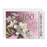 100th Birthday Party Invitation - white Lilies