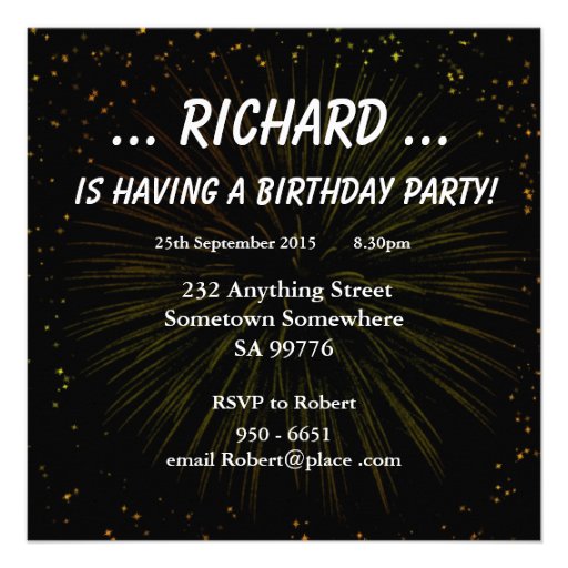 100th birthday party invitation with fireworks
