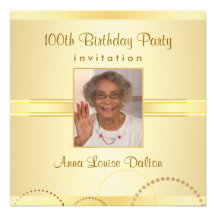 100th Birthday Party Invitations - Photo Optional