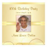 100th Birthday Party Invitations - Photo Optional Announcements