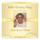 100th Birthday Party Invitations - Photo Optional