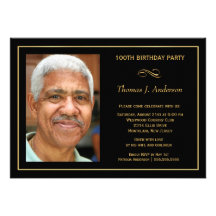 100th Birthday Party Invitations with photo