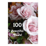 100th Birthday Party- Pink Rose Bouquet Custom Announcements