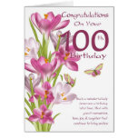 100th Birthday Pink Crocus And Butterfly Card