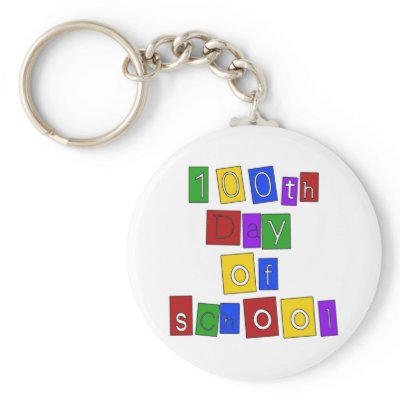100th Day of School Block Letters Keychains by school_teacher