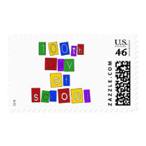 100th Day of School Block Letters Postage Stamp