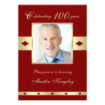 100th Photo Birthday Party Invitation - Burgundy