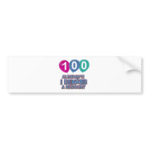 100th year birthday designs bumper sticker