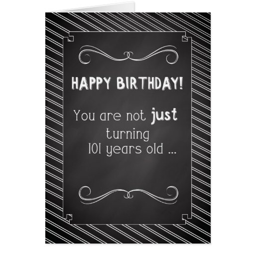 101 Year Old Happy Birthday Chalkboard Look Card Zazzle 1716