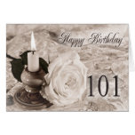 101st Birthday card with an antique rose
