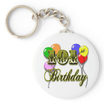 101st Birthday with Balloons Key Chain