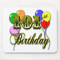 101st Birthday with Balloons Mouse Pads