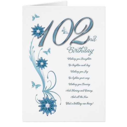 102nd-birthday-in-teal-with-flowers-card-zazzle