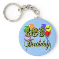 103rd Birthday with Balloons Keychains