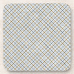 105 BLUE TAN DAD FATHER PLAID GRID SQUARES PATTERN cork coasters