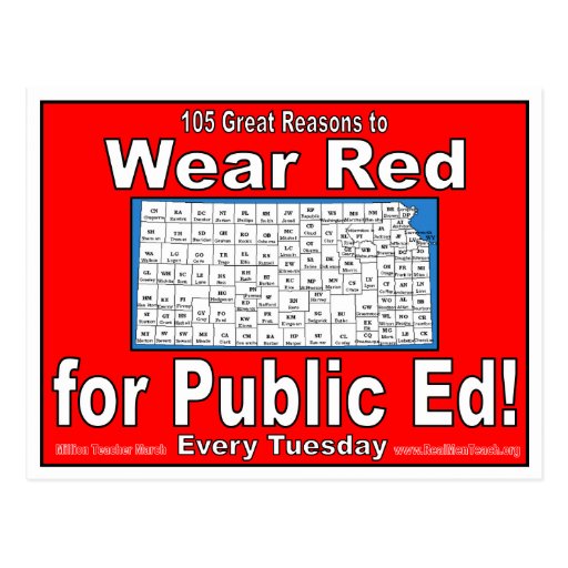 105 Great Reasons to Wear Red For Public Ed Post Cards
