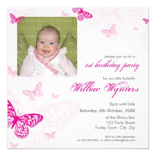 105 - PHOTO BIRTHDAY INVITES :: butterflies 1SQ