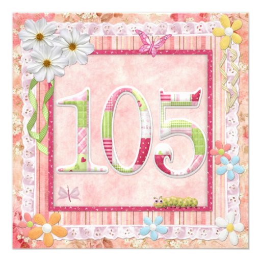 105th birthday party scrapbooking style invitation