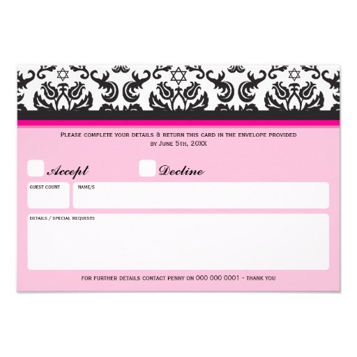 107Jodene - BAT MITZVAH RESPONSE CARDS :: ceremony Custom Announcement
