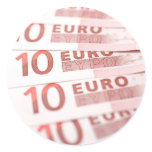 10 Euros Round Stickers
