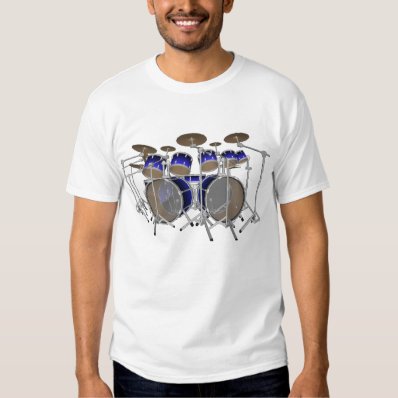 10 Piece Drum Kit: Blue Gradient: White T-Shirt