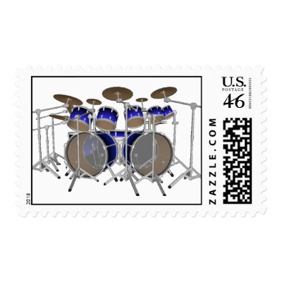 10 Piece Drum Kit: Custom Postage Stamps by spiritswitchboard