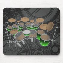 10 Piece Drum Kit: Green Gradient: Drums Mousepad by spiritswitchboard 10 Piece Drum Kit: Green Gradient: Drums Mousepad