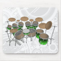 10 Piece Drum Kit: Green Gradient: Drums Mousepad by spiritswitchboard 10 Piece Drum Kit: Green Gradient: Drums Mousepad