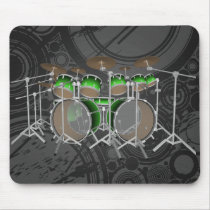 10 Piece Drum Kit: Green Gradient: Drums Mousepad by spiritswitchboard 10 Piece Drum Kit: Green Gradient: Drums Mousepad