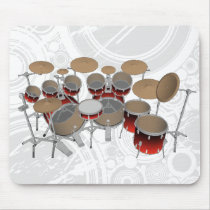 10 Piece Drum Kit: Red Gradient: Drums Mousepad by spiritswitchboard 10 Piece Drum Kit: Red Gradient: Drums Mousepad