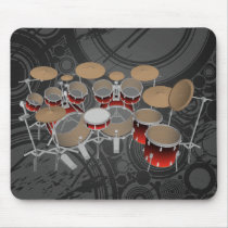10 Piece Drum Kit: Red Gradient: Drums Mousepad by spiritswitchboard 10 Piece Drum Kit: Red Gradient: Drums Mousepad