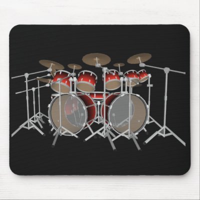 10 Piece Drum Kit: Red Set: Drums Mousepad by spiritswitchboard