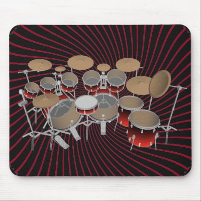 10 Piece Drum Kit: Red Spiral Graphics: Mousepad by spiritswitchboard
