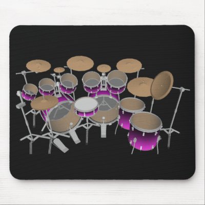 10 Piece Drum Kit: Violet Gradient: Drums Mousepad by spiritswitchboard