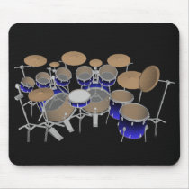 10 Piece Drum Set: Blue Gradient: Drums Mousepad by spiritswitchboard 10 Piece Drum Set: Blue Gradient: Drums Mousepad