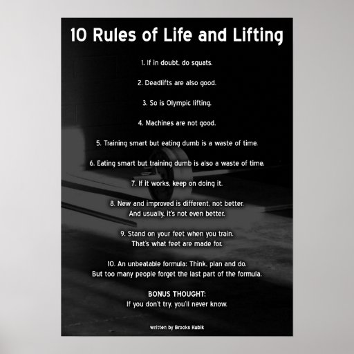 10 Rules of Life and Lifting Poster Zazzle