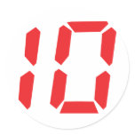 10 ten  red alarm clock digital number sticker