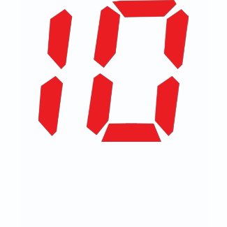 10 ten red alarm clock digital number shirt