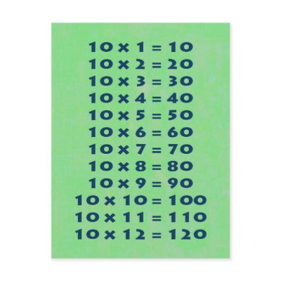 #10 Times Table Collectible Postcard by Photo_mall
