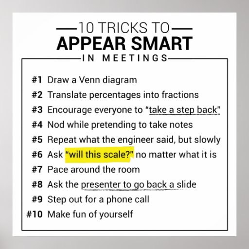 10 Tricks to Appear Smart During Meetings Poster Zazzle