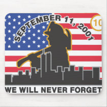 10 Year 9/11 Firefighter Anniversary Design mousepads