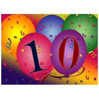 10 year old birthday balloons! card