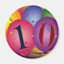 10 year old birthday balloons! magnets